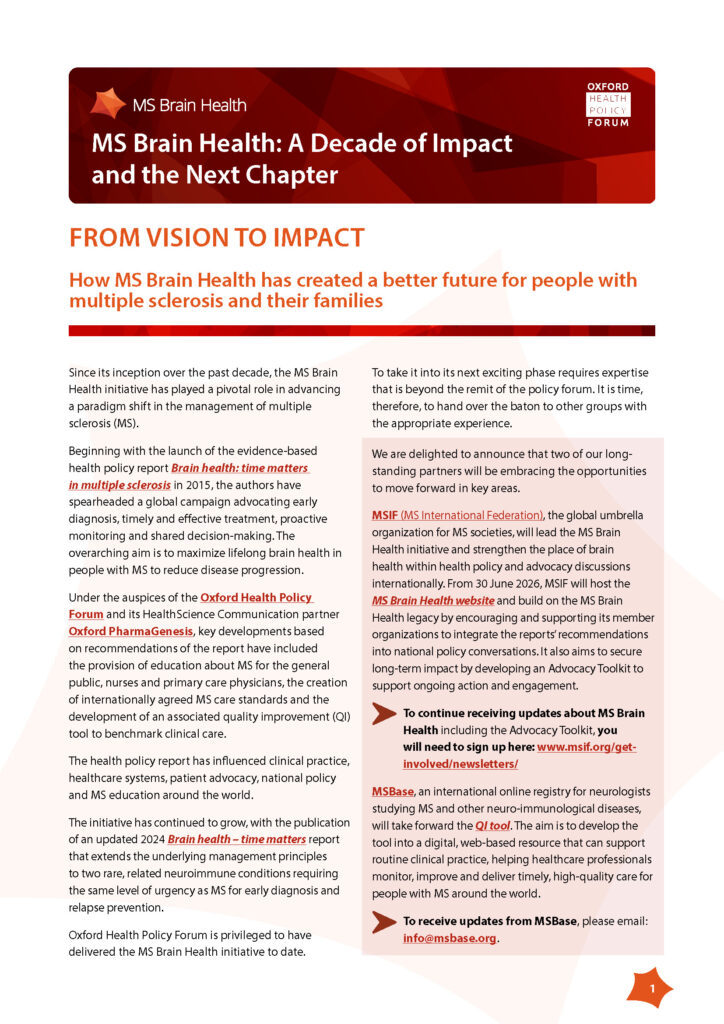 MS Brain Health - Cover page